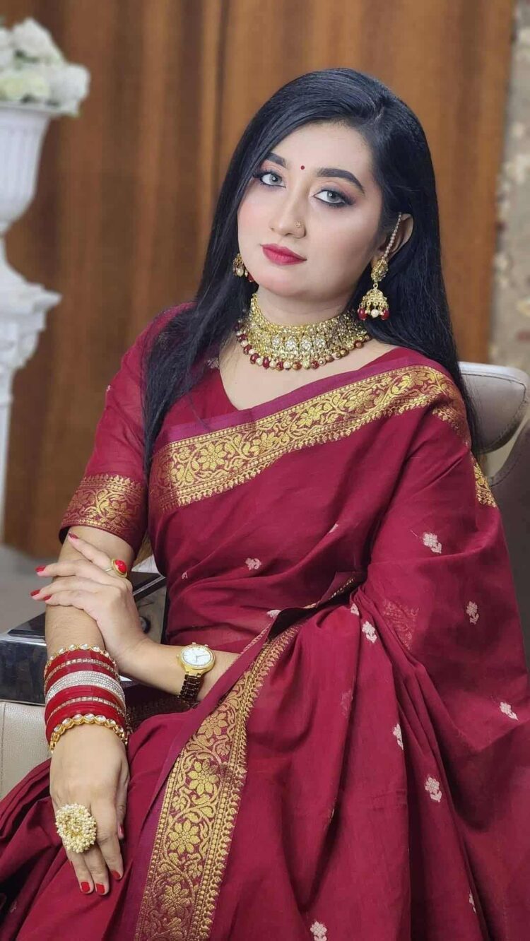 দেশীয় তাঁতের হ্যান্ডলুম কটন পিওর সুতি শাড়ী